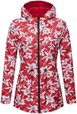 RISISSIDA Women Casual Reversible Floral Print Jacket Hooded... RISISSIDA Women Casual Reversible Floral Print Jacket Hooded...