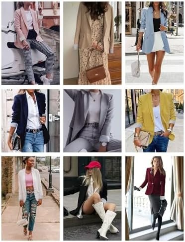 Genhoo Blazer Jackets for Women with Pockets Open Front Long...