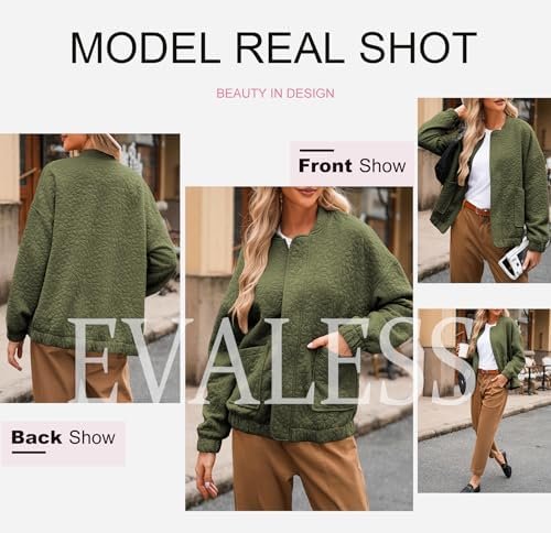 EVALESS Bomber Jackets for Women Spring Fashion 2025 Cute Ja...