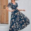 Simplee Women's Boho Floral Maxi Dress Flowy Casual V Neck S...