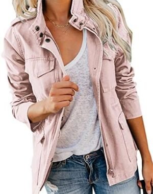 Soulomelody Women Military Anorak Jackets Zip Up Snap Button... Soulomelody Women Military Anorak Jackets Zip Up Snap Button...