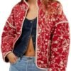 VAOYIU Women's Cropped Puffer Jacket Vintage Cardigan Floral...