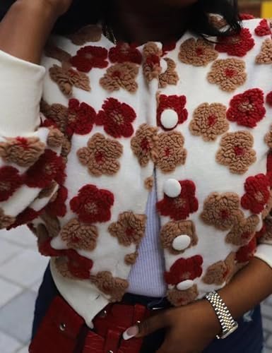 Yimoon Women's Cropped Floral Print Bomber Jacket Puff Sleev...