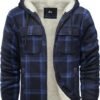 ZITY Men's Flannel Hooded Jacket Fleece Sherpa Lined Plaid S...