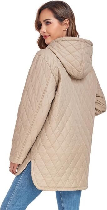 HOTIAN Quilted Jacket for Women Long Puffer Coat Lightweight...