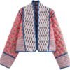 Wyeysyt Women's Cropped Puffer Quilted Jacket Cardigan Flora...