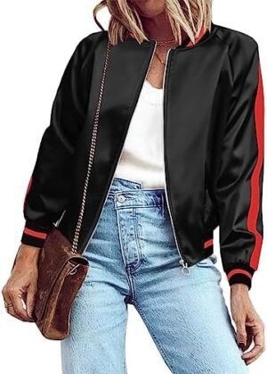 Zeagoo Women's Bomber Jacket Lightweight Zip Up Jacket Casua... Zeagoo Women's Bomber Jacket Lightweight Zip Up Jacket Casua...