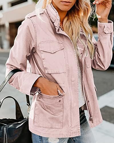 Soulomelody Women Military Anorak Jackets Zip Up Snap Button...