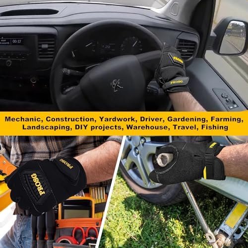 Mens Work Gloves,Synthetic Leather Utility Mechanic Working ...