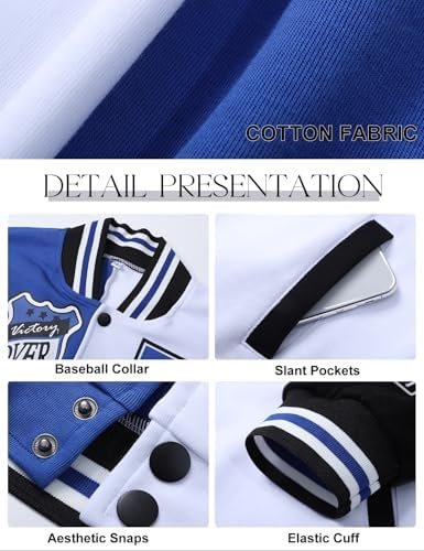 COZYPOIN Women's Varsity Jacket Cropped Letterman Jacket Lig...