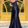 Women's Off The Shoulder Satin Bridesmaid Dresses Long Slit ...