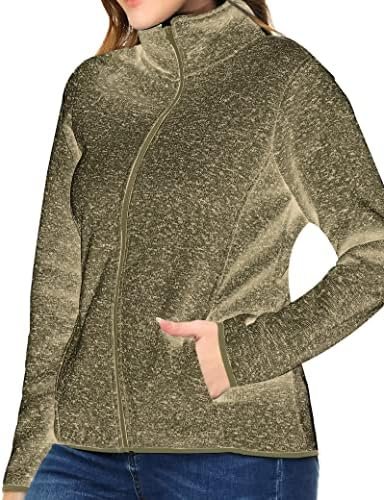 Womens Knitted Sweater Unique Speckled Zip Up Fleece Jacket,...