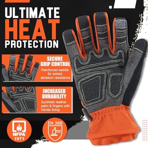 HANDLANDY FireFighter Rescue Extrication Gloves, Heat Resist...