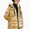 Orolay Women's Metallic Down Coat Mid-Length Puffer Jacket w...