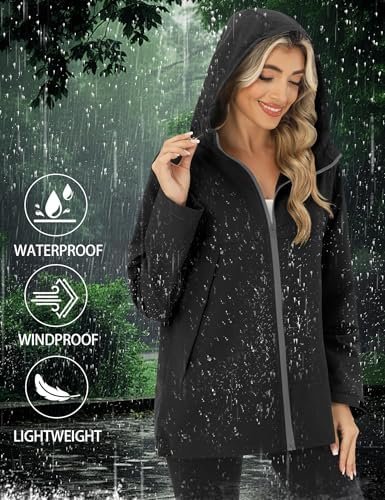 Avoogue Rain Jacket Women Waterproof Lightweight Raincoat Li...
