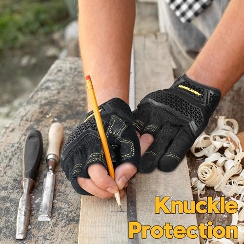 HLDD HANDLANDY Fingerless Work Gloves, Utility Working Glove...
