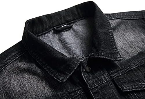 QIMYUM Jean Jacket For Men, Distressed Slim Denim Jacket