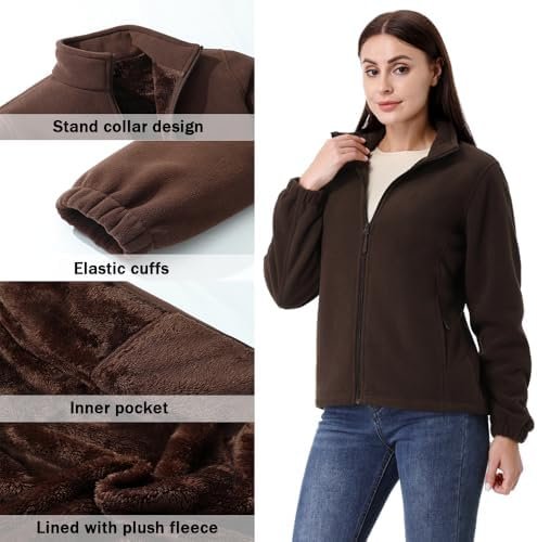 GIMECEN Women's Full Zip Polar Soft Fleece Jacket Warm Winte...
