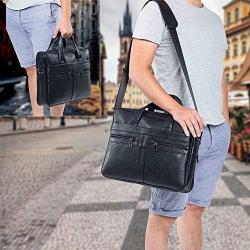 seyfocnia Men's Leather Messenger Bag, Laptop Briefcase Busi...