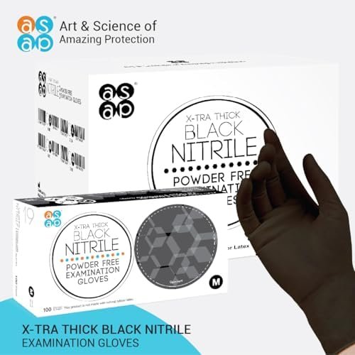 ASAP Black Nitrile Gloves - 4 Mil Black Exam Gloves, Black L...