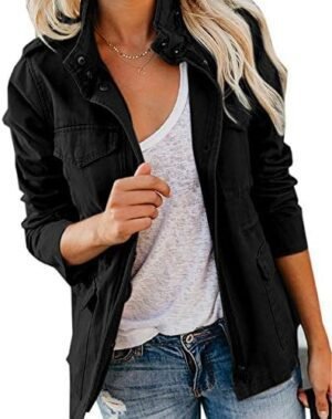 Soulomelody Women Military Anorak Jackets Zip Up Snap Button... Soulomelody Women Military Anorak Jackets Zip Up Snap Button...