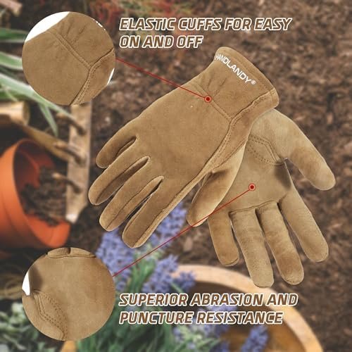 HLDD HANDLANDY Kids Leather Work Gloves, Kids Gardening Glov...