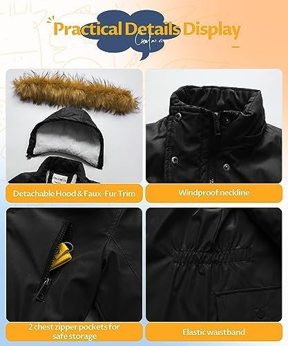 CREATMO US Girl's Sherpa Long Winter Coat Thicken Warm Parka...