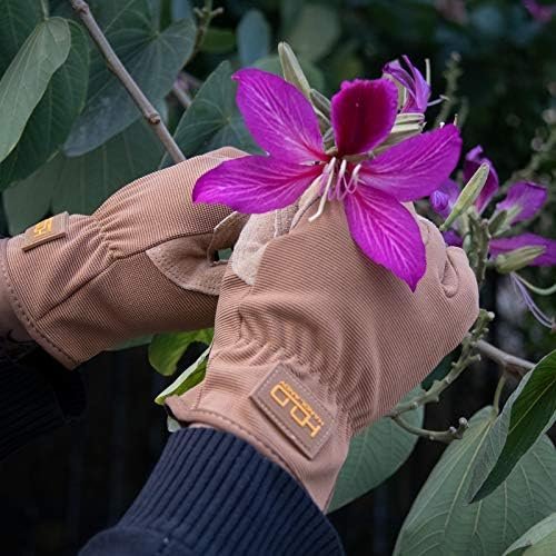 HANDLANDY Men Leather Gardening Gloves, Utility Work Gloves ...