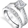 4.3 Carats Sterling Silver Cubic Zirconia Bridal Set Engagem...