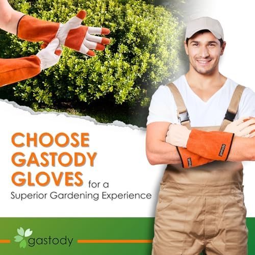 Gastody- Long Sleeve Leather Gardening Gloves, Multipurpose...