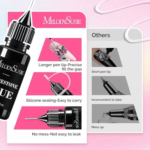 MelodySusie 2Pcs Nail Rhinestone Glue, 3D Gel Nail Art Desig...
