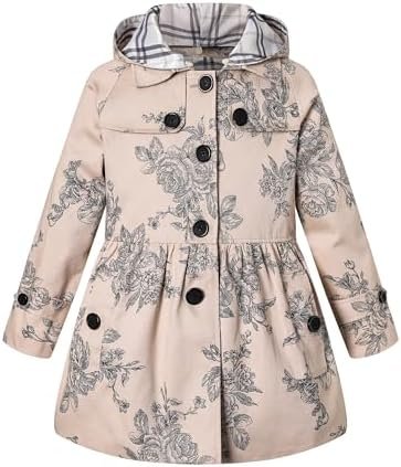 BINPAW Girl's Hooded Trench Coat