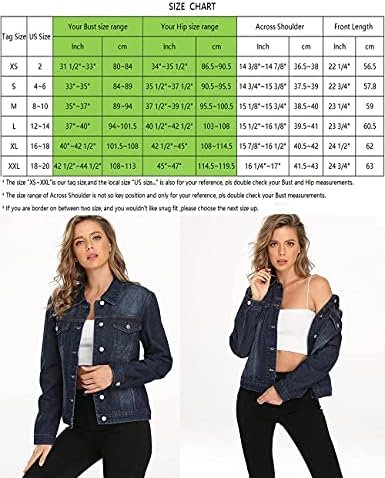 Dilgul Women's Denim Jacket Casual Long Sleeve Basic Button ...