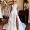 Dymaisei Spaghetti Straps Wedding Dresses with Slit Lace Bri...