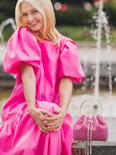 SWEETV Women's Rhinestone Bucket Bag Sparkly Sequin Evening ...