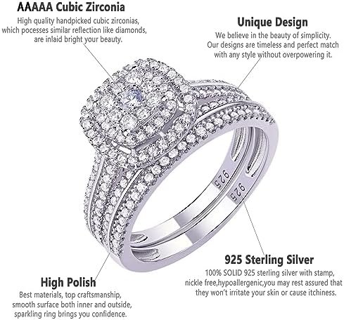 Newshe Jewellery Engagement Rings for Women Wedding Ring Set...