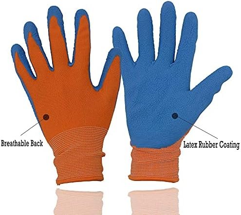 2 Pairs of HANDLANDY Kids Gardening Gloves Foam Rubber Coate...