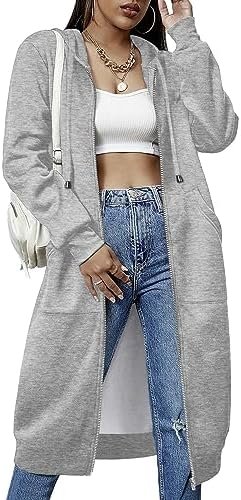 ELESOL Women Casual Zip up Fleece Hoodies Tunic Sweatshirt L... ELESOL Women Casual Zip up Fleece Hoodies Tunic Sweatshirt L...