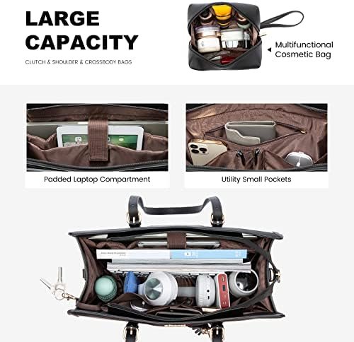 LOVEVOOK Laptop Tote Bag for Women,17 inch Canvas Leather Co...