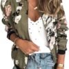 ECOWISH Women's Casual Floral Zip Up Bomber Jacket Coat Crew...