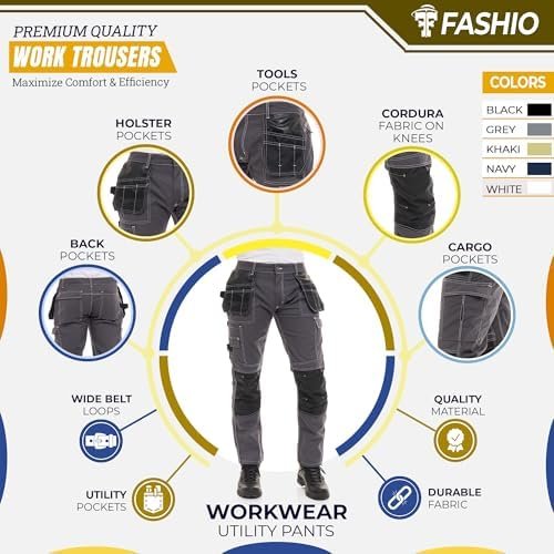 FASHIO FF Men's Construction Pants Tactical Field Pants Cord...