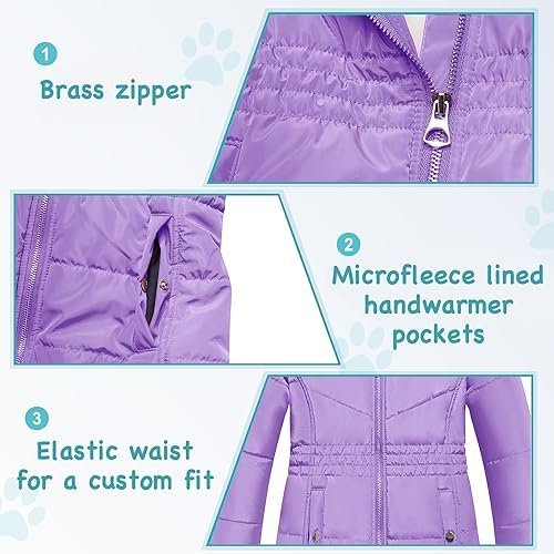 Garemcy Girls Winter Coat Long Warm Waterproof Fleece Lined ...