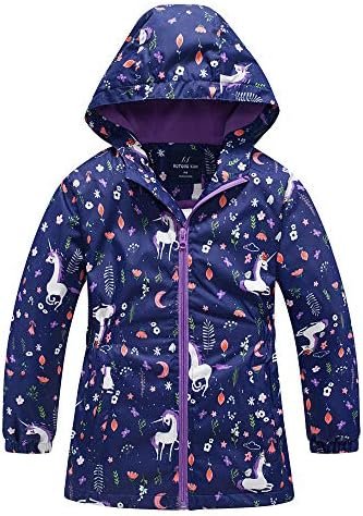 Girls Rain Jacket, Windbreaker Kids Raincoat Waterproof Zip ...
