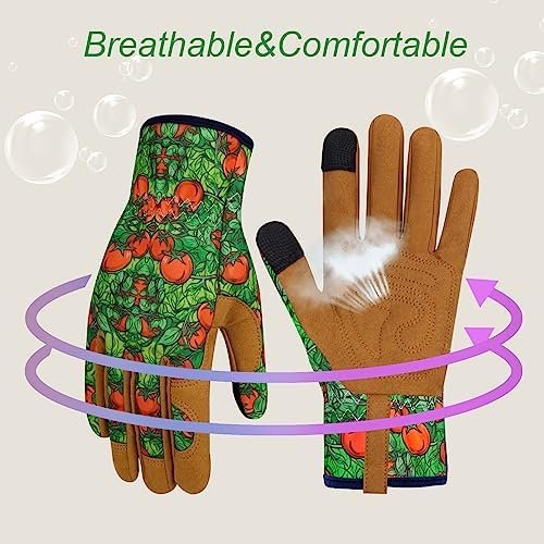 Leather Gardening Gloves for Women Thorn Proof Garden Gloves...
