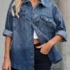 Tankaneo Womens Oversized Denim Jackets Trendy Diamond Quilt...