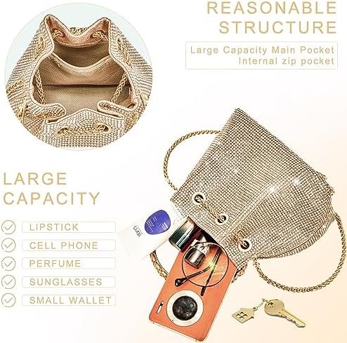 TOPALL Upgrade Rhinestone Evening Bag Bling Purse Sparkly Di...