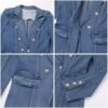 IBAKOM Denim Blazer Suit for Women Notch Collar One Button O...