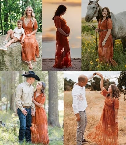 LRISES Womens V Neck Floral Embroidered Lace Wedding Maxi Dr...