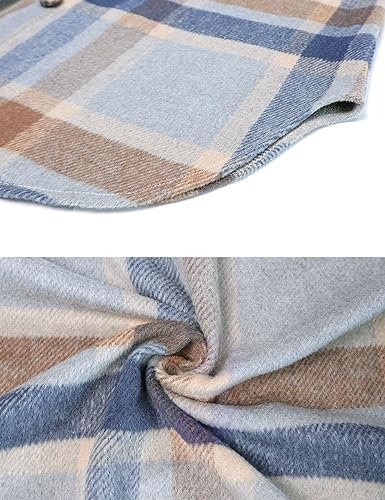 PUWEI Women's Casual Lapel Button Down Long Plaid Shirt Coat...