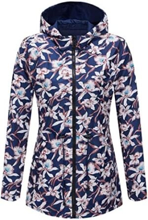 RISISSIDA Women Casual Reversible Floral Print Jacket Hooded... RISISSIDA Women Casual Reversible Floral Print Jacket Hooded...